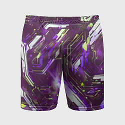 Мужские спортивные шорты Космические кибер схемы фиолетовые