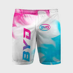 Шорты спортивные мужские BYD neon gradient style: надпись, символ, цвет: 3D-принт