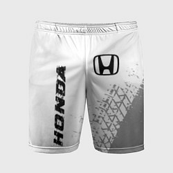 Мужские спортивные шорты Honda speed на светлом фоне со следами шин: надпис