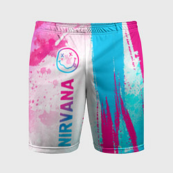 Мужские спортивные шорты Nirvana neon gradient style: по-вертикали