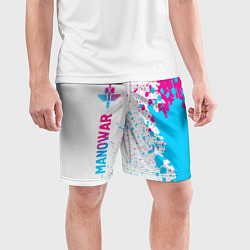 Шорты спортивные мужские Manowar neon gradient style: по-вертикали, цвет: 3D-принт — фото 2