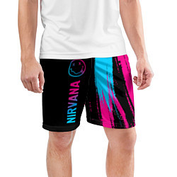 Шорты спортивные мужские Nirvana - neon gradient: по-вертикали, цвет: 3D-принт — фото 2