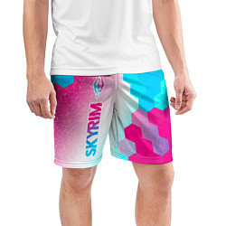 Шорты спортивные мужские Skyrim neon gradient style: по-вертикали, цвет: 3D-принт — фото 2