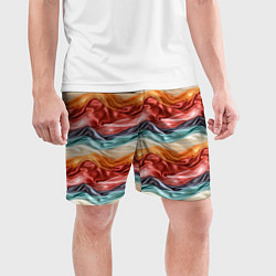 Шорты спортивные мужские Разноцветные полосы текстура ткани, цвет: 3D-принт — фото 2