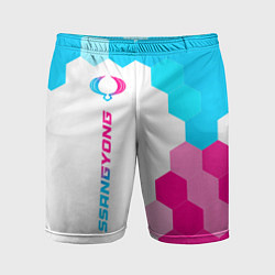 Мужские спортивные шорты SsangYong neon gradient style по-вертикали