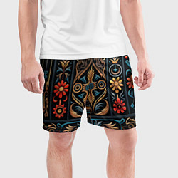 Шорты спортивные мужские Узор с растительными элементами в славянском стиле, цвет: 3D-принт — фото 2