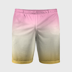 Шорты спортивные мужские Розовый бежевый желтый градиент, цвет: 3D-принт