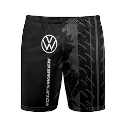 Мужские спортивные шорты Volkswagen speed на темном фоне со следами шин по-