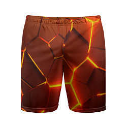 Шорты спортивные мужские Плиты абстрактные огненные, цвет: 3D-принт