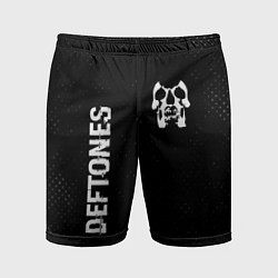 Мужские спортивные шорты Deftones glitch на темном фоне вертикально