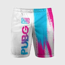 Мужские спортивные шорты PUBG neon gradient style по-вертикали