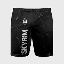 Мужские спортивные шорты Skyrim glitch на темном фоне по-вертикали