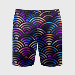 Шорты спортивные мужские Разноцветные волны-чешуйки, цвет: 3D-принт