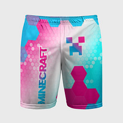 Мужские спортивные шорты Minecraft neon gradient style вертикально