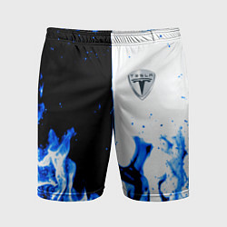 Шорты спортивные мужские Tesla Elon Mask fire, цвет: 3D-принт