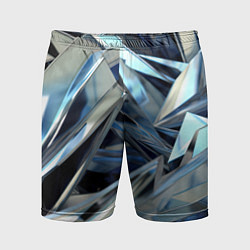 Шорты спортивные мужские Абстрактные осколки голубого цвета, цвет: 3D-принт