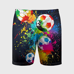 Шорты спортивные мужские Разноцветные футбольные мячи, цвет: 3D-принт