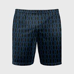 Шорты спортивные мужские Узоры чёрно-синий паттерн, цвет: 3D-принт