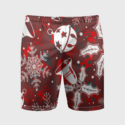 Шорты спортивные мужские Рождественские узоры паттерны, цвет: 3D-принт