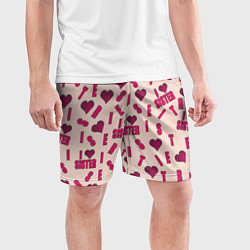 Шорты спортивные мужские Я люблю сестру паттерн, цвет: 3D-принт — фото 2