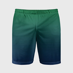 Шорты спортивные мужские Темно-зеленый и синий градиент, цвет: 3D-принт
