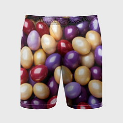 Шорты спортивные мужские Красные и фиолетовые пасхальные яйца, цвет: 3D-принт