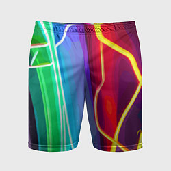 Шорты спортивные мужские Абстрактные цветные полосы - композиция, цвет: 3D-принт