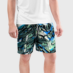 Шорты спортивные мужские Синий камень на чёрном фоне, цвет: 3D-принт — фото 2