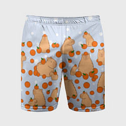 Шорты спортивные мужские Мем капибара и мандарины, цвет: 3D-принт