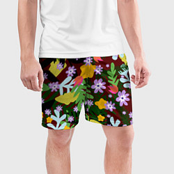 Шорты спортивные мужские Гавайская цветочная расцветка, цвет: 3D-принт — фото 2