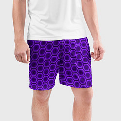 Шорты спортивные мужские Энергетический щит - фиолетовый, цвет: 3D-принт — фото 2