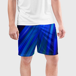 Шорты спортивные мужские Неоновые синии линии, цвет: 3D-принт — фото 2