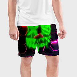 Шорты спортивные мужские Монстр из неона, цвет: 3D-принт — фото 2