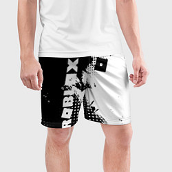 Шорты спортивные мужские Роблокс - черно-белая абстракция, цвет: 3D-принт — фото 2