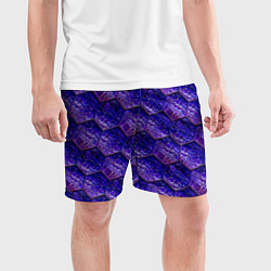 Шорты спортивные мужские Сине-фиолетовая стеклянная мозаика, цвет: 3D-принт — фото 2