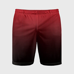 Шорты спортивные мужские Красно-чёрный градиент в полоску, цвет: 3D-принт