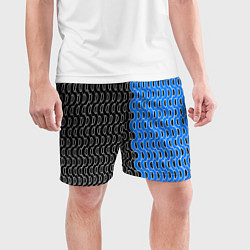 Шорты спортивные мужские Чёрно-синий паттерн с белой обводкой, цвет: 3D-принт — фото 2