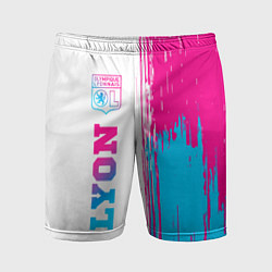 Шорты спортивные мужские Lyon neon gradient style по-вертикали, цвет: 3D-принт