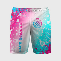 Мужские спортивные шорты Club Brugge neon gradient style вертикально