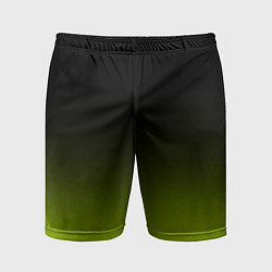 Шорты спортивные мужские Чёрно-салатовый градиент, цвет: 3D-принт