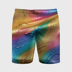 Шорты спортивные мужские Жидкий радужный металл, цвет: 3D-принт