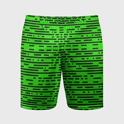 Шорты спортивные мужские Чёрные полосы на зелёном фоне, цвет: 3D-принт