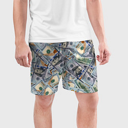 Шорты спортивные мужские Банкноты сто долларов, цвет: 3D-принт — фото 2