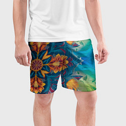 Шорты спортивные мужские Батик в традиционном индонезийском стиле, цвет: 3D-принт — фото 2