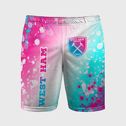 Мужские спортивные шорты West Ham neon gradient style вертикально