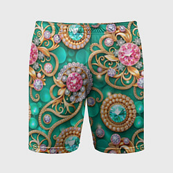 Мужские спортивные шорты Ювелирные бирюзовые украшение с золотом и бриллиан