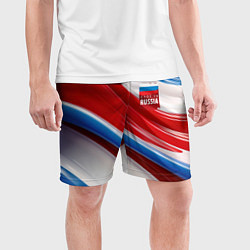 Шорты спортивные мужские Герб России на абстрактном фоне, цвет: 3D-принт — фото 2
