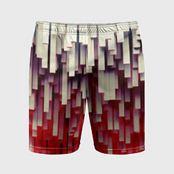 Шорты спортивные мужские Блоки-сталактиты с красной подсветкой, цвет: 3D-принт