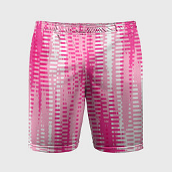 Шорты спортивные мужские Бело-розовый полосатый, цвет: 3D-принт