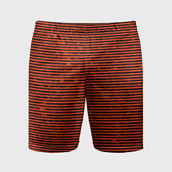Шорты спортивные мужские Чёрно-оранжевый полосатый, цвет: 3D-принт